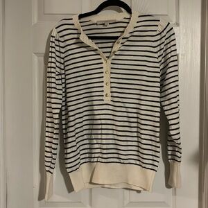 Women’s loft sweater size medium off-white with black stripes.